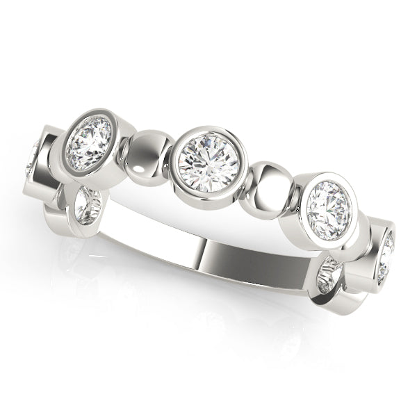 Bezel Set Stackable Half Eternity Ring in Gold & Platinum
