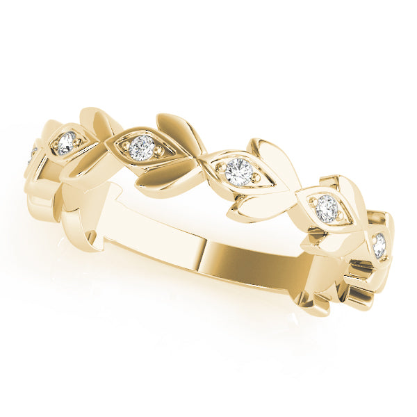 Nature Inspired Floral Stackable Half Eternity Ring in 10K/14K gold and platinum with certified lab-grown or natural diamonds