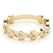 Nature Inspired Floral Stackable Half Eternity Ring in Gold & Platinum