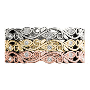 Nature Inspired Floral Stackable Half Eternity Ring in Gold & Platinum