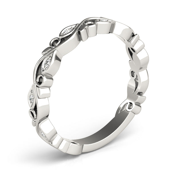 Nature Inspired Floral Stackable Half Eternity Ring in Gold & Platinum