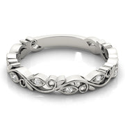 Nature Inspired Floral Stackable Half Eternity Ring in Gold & Platinum