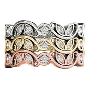 Nature Inspired Floral Stackable Half Eternity Ring in Gold & Platinum