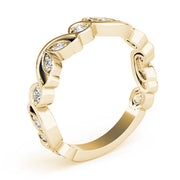 Nature Inspired Floral Stackable Half Eternity Ring in Gold & Platinum