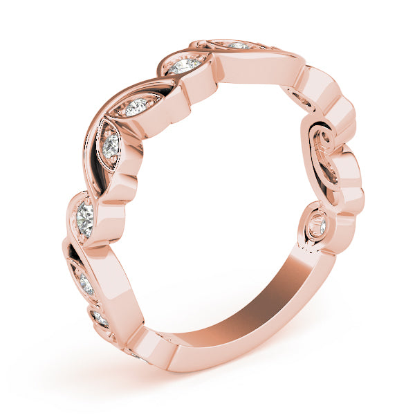 Nature Inspired Floral Stackable Half Eternity Ring in Gold & Platinum
