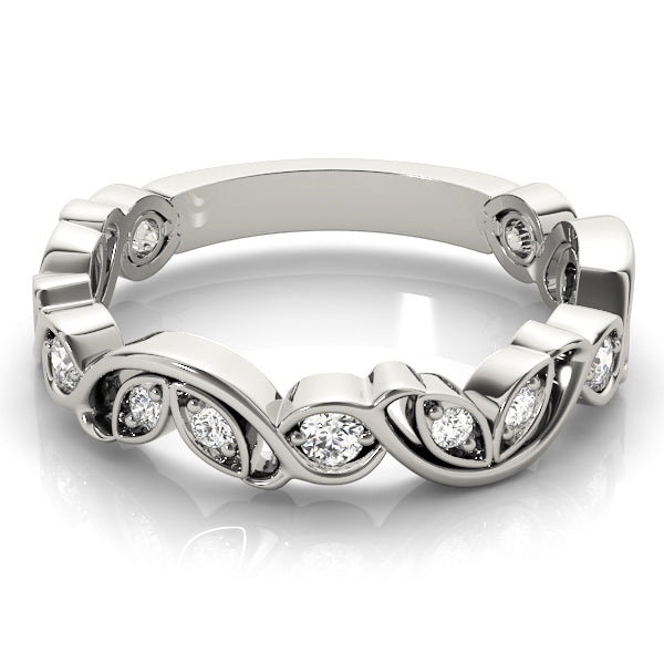 Nature Inspired Floral Stackable Half Eternity Ring in Gold & Platinum