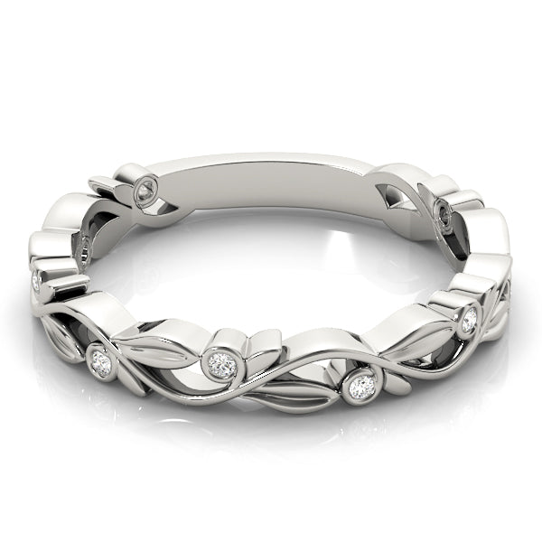 Nature Inspired Stackable Half Eternity Ring in Gold & Platinum