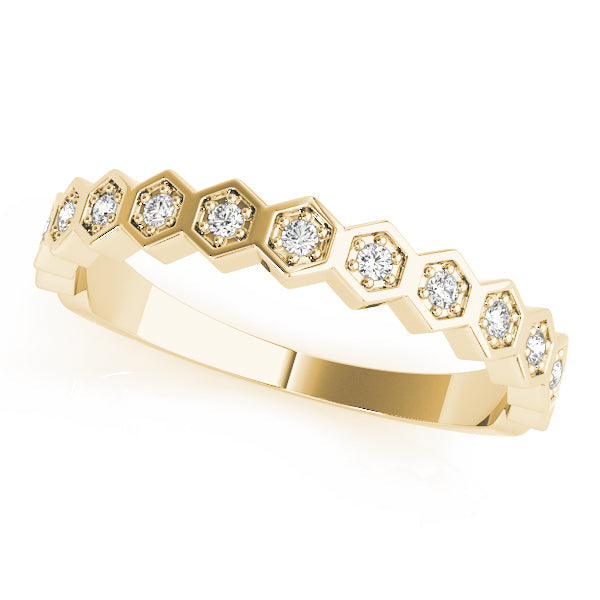Hexagon Shaped Stackable Half Eternity Ring in 10K/14K gold and platinum with certified lab-grown or natural diamonds