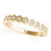 Hexagon Shaped Stackable Half Eternity Ring in 10K/14K gold and platinum with certified lab-grown or natural diamonds