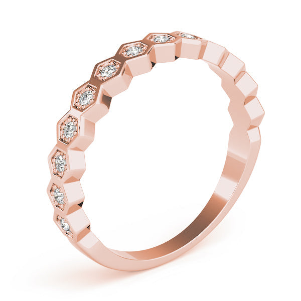 Hexagon Shaped Stackable Half Eternity Ring in Gold & Platinum