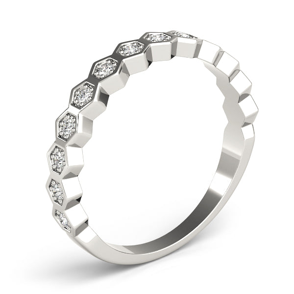 Hexagon Shaped Stackable Half Eternity Ring in Gold & Platinum