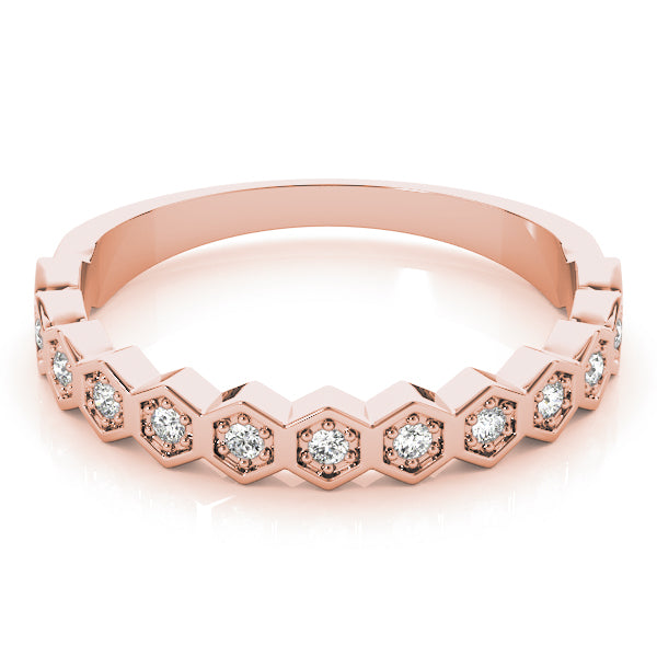 Hexagon Shaped Stackable Half Eternity Ring in Gold & Platinum