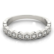 Hexagon Shaped Stackable Half Eternity Ring in Gold & Platinum