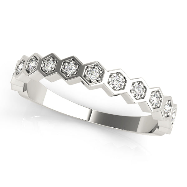 Hexagon Shaped Stackable Half Eternity Ring in Gold & Platinum