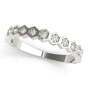 Hexagon Shaped Stackable Half Eternity Ring in Gold & Platinum