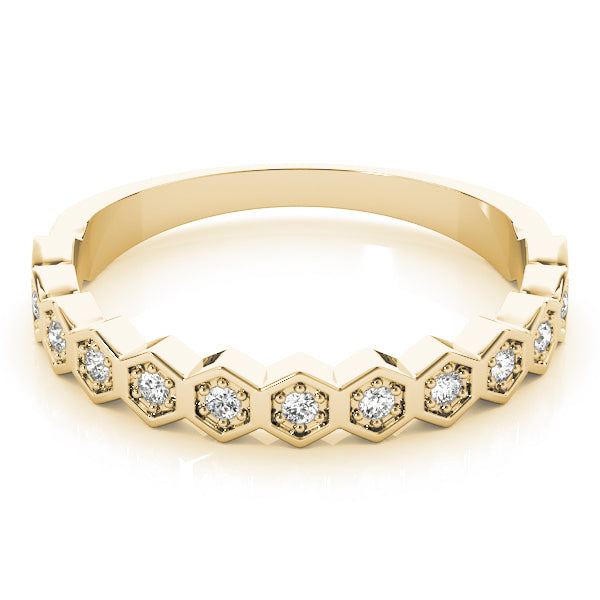 Hexagon Shaped Stackable Half Eternity Ring in Gold & Platinum