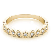 Hexagon Shaped Stackable Half Eternity Ring in Gold & Platinum