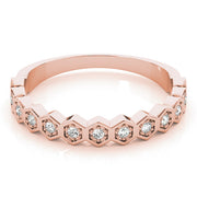 Hexagon Shaped Stackable Half Eternity Ring in Gold & Platinum