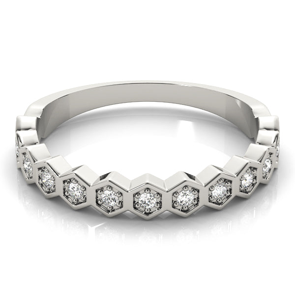 Hexagon Shaped Stackable Half Eternity Ring in Gold & Platinum