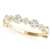 Round & Clover Milgrain Half Eternity Ring in 10K/14K gold and platinum with certified lab-grown or natural diamonds