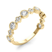 Round & Clover Milgrain Half Eternity Ring in Gold & Platinum