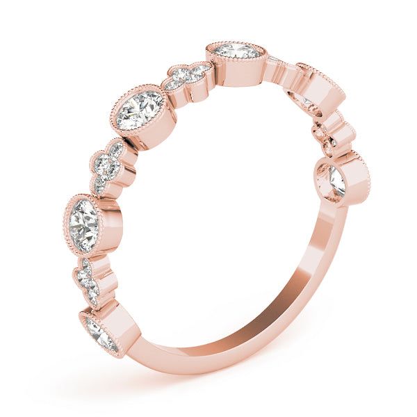 Round & Clover Milgrain Half Eternity Ring in Gold & Platinum