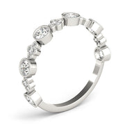 Round & Clover Milgrain Half Eternity Ring in Gold & Platinum