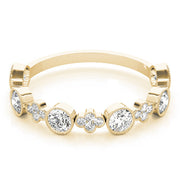 Round & Clover Milgrain Half Eternity Ring in Gold & Platinum