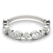 Round & Clover Milgrain Half Eternity Ring in Gold & Platinum