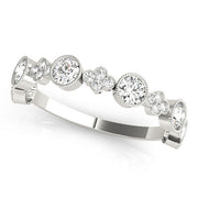 Round & Clover Milgrain Half Eternity Ring in Gold & Platinum