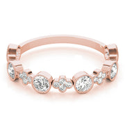 Round & Clover Milgrain Half Eternity Ring in Gold & Platinum