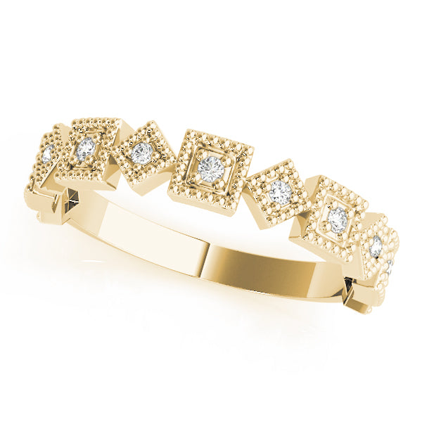 Vintage-Inspired Milgrain Half Eternity Ring in 10K/14K gold and platinum with certified lab-grown or natural diamonds
