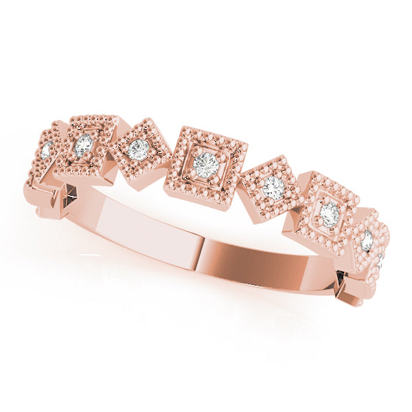 Vintage-Inspired Milgrain Half Eternity Ring in Gold & Platinum