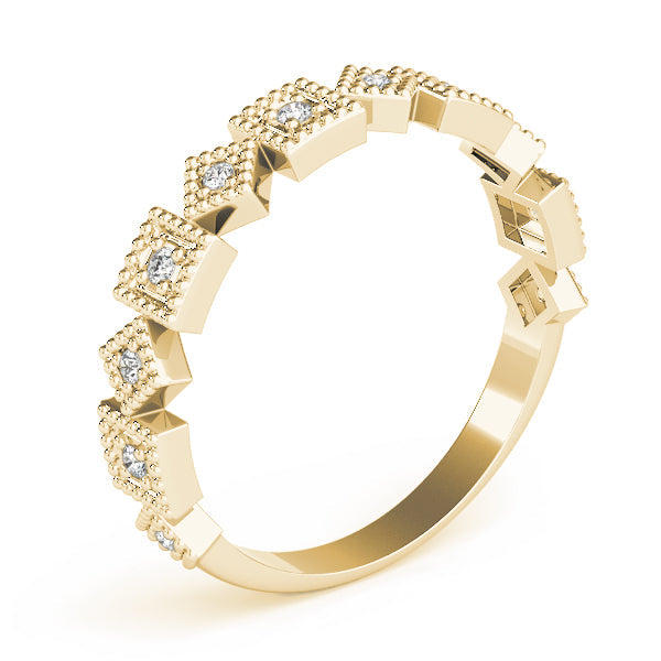 Vintage-Inspired Milgrain Half Eternity Ring in Gold & Platinum
