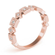 Vintage-Inspired Milgrain Half Eternity Ring in Gold & Platinum