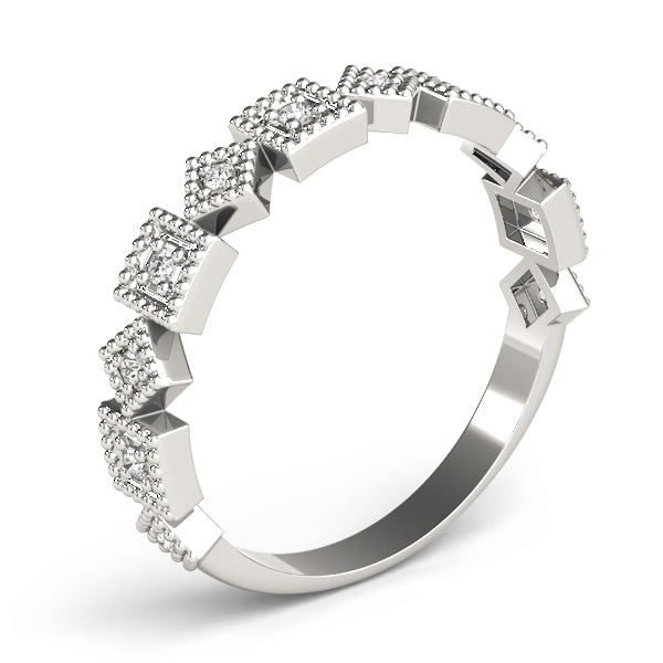 Vintage-Inspired Milgrain Half Eternity Ring in Gold & Platinum