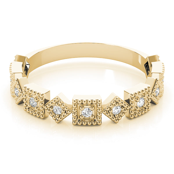 Vintage-Inspired Milgrain Half Eternity Ring in Gold & Platinum