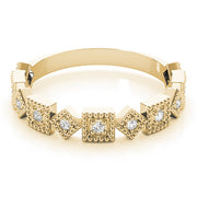Vintage-Inspired Milgrain Half Eternity Ring in Gold & Platinum