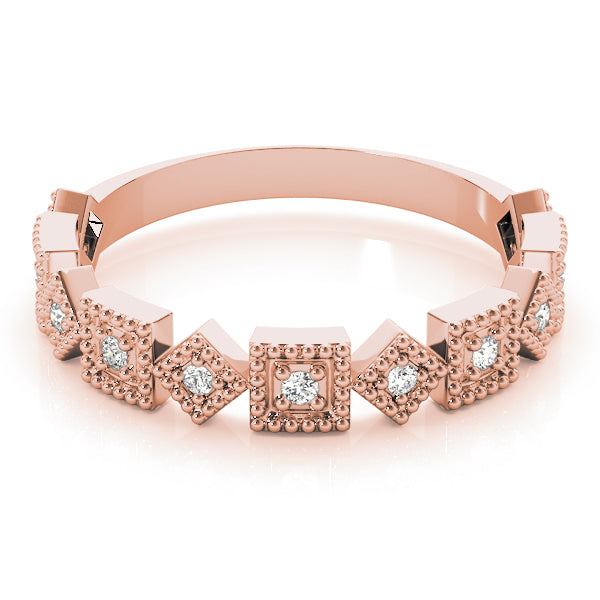 Vintage-Inspired Milgrain Half Eternity Ring in Gold & Platinum