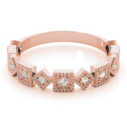 Vintage-Inspired Milgrain Half Eternity Ring in Gold & Platinum