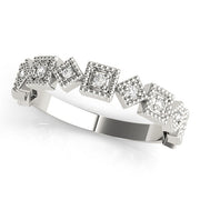 Vintage-Inspired Milgrain Half Eternity Ring in Gold & Platinum
