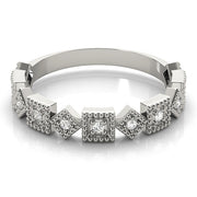 Vintage-Inspired Milgrain Half Eternity Ring in Gold & Platinum