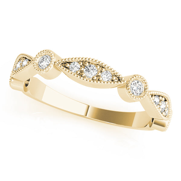 Stackable Milgrain Half Eternity Ring in 10K/14K gold and platinum with certified lab-grown or natural diamonds
