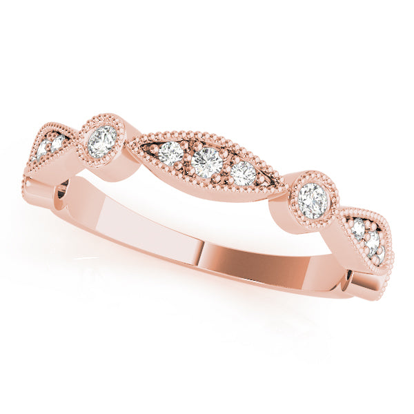 Stackable Milgrain Half Eternity Ring in Gold & Platinum