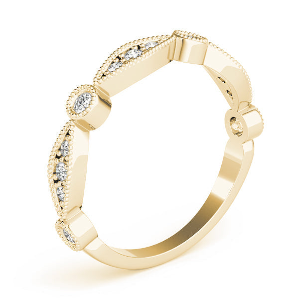 Stackable Milgrain Half Eternity Ring in Gold & Platinum