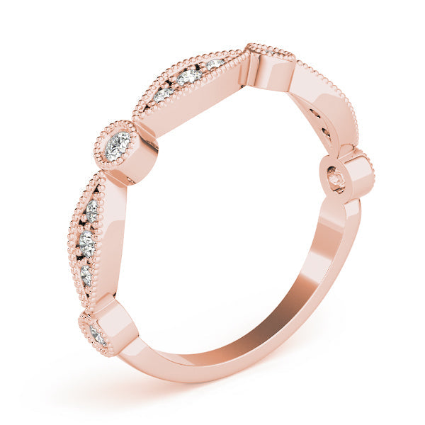 Stackable Milgrain Half Eternity Ring in Gold & Platinum
