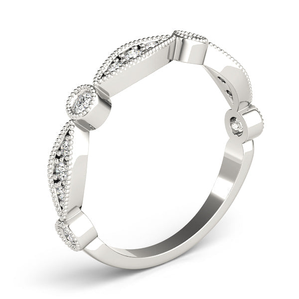 Stackable Milgrain Half Eternity Ring in Gold & Platinum