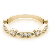 Stackable Milgrain Half Eternity Ring in Gold & Platinum