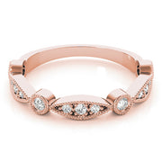 Stackable Milgrain Half Eternity Ring in Gold & Platinum