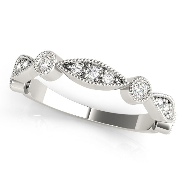 Stackable Milgrain Half Eternity Ring in Gold & Platinum